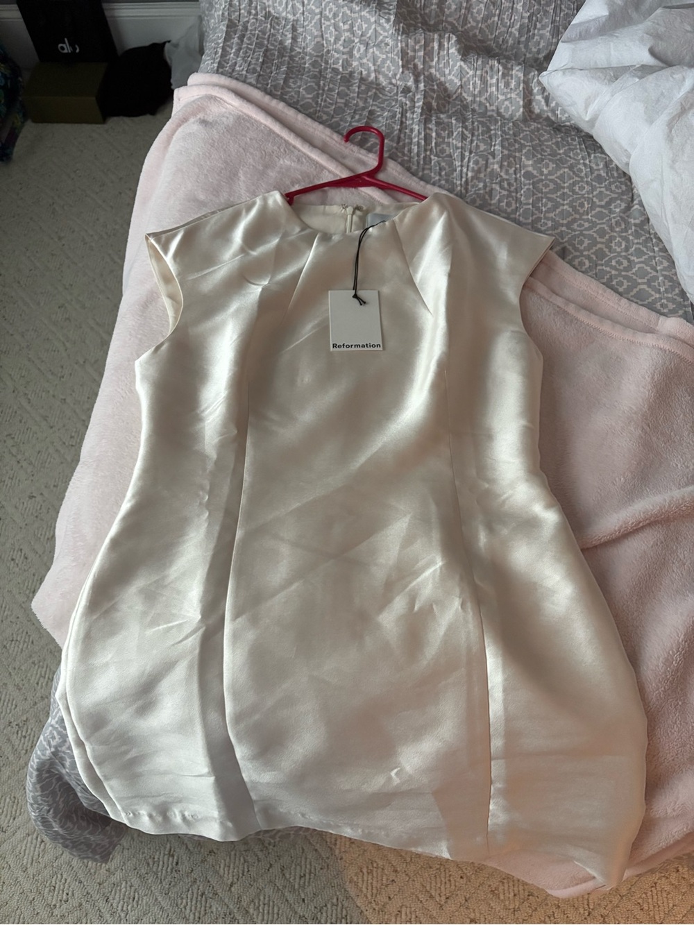 Reformation Pearl Satin Mini Dress